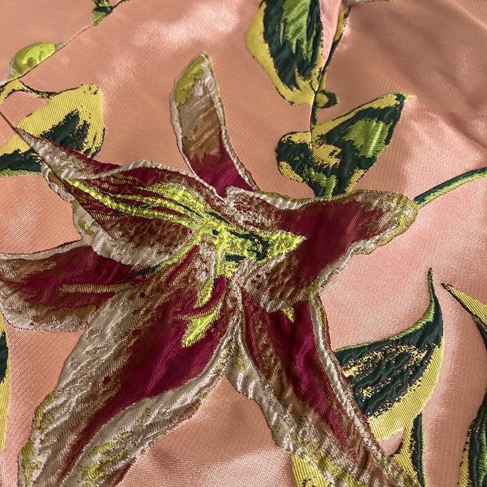 $765 New MARCHESA NOTTE One-shoulder Draped Floral-Jacquard Midi Dress Blush 4 - Picture 16 of 16